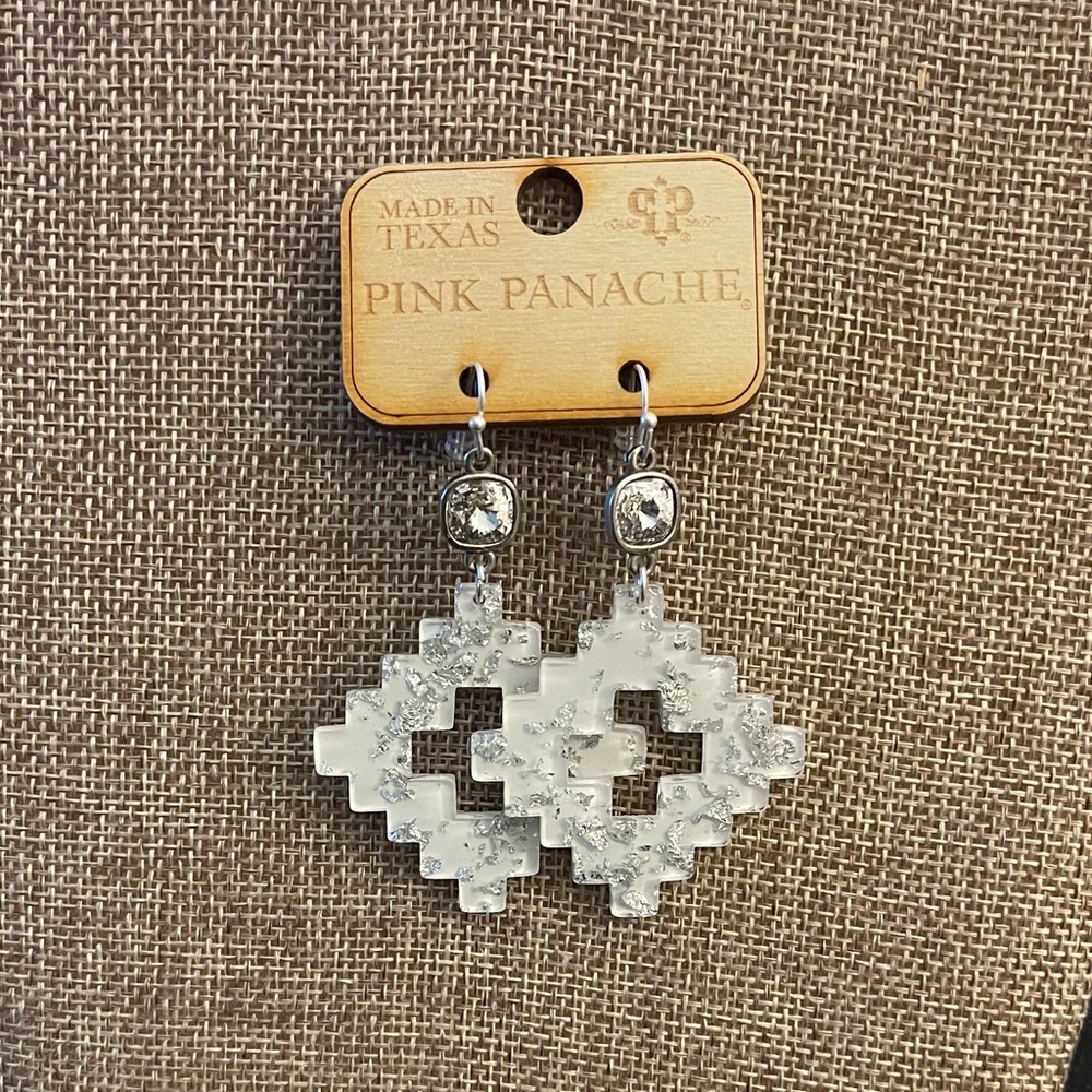 Pink Panache Silver and White Earrings